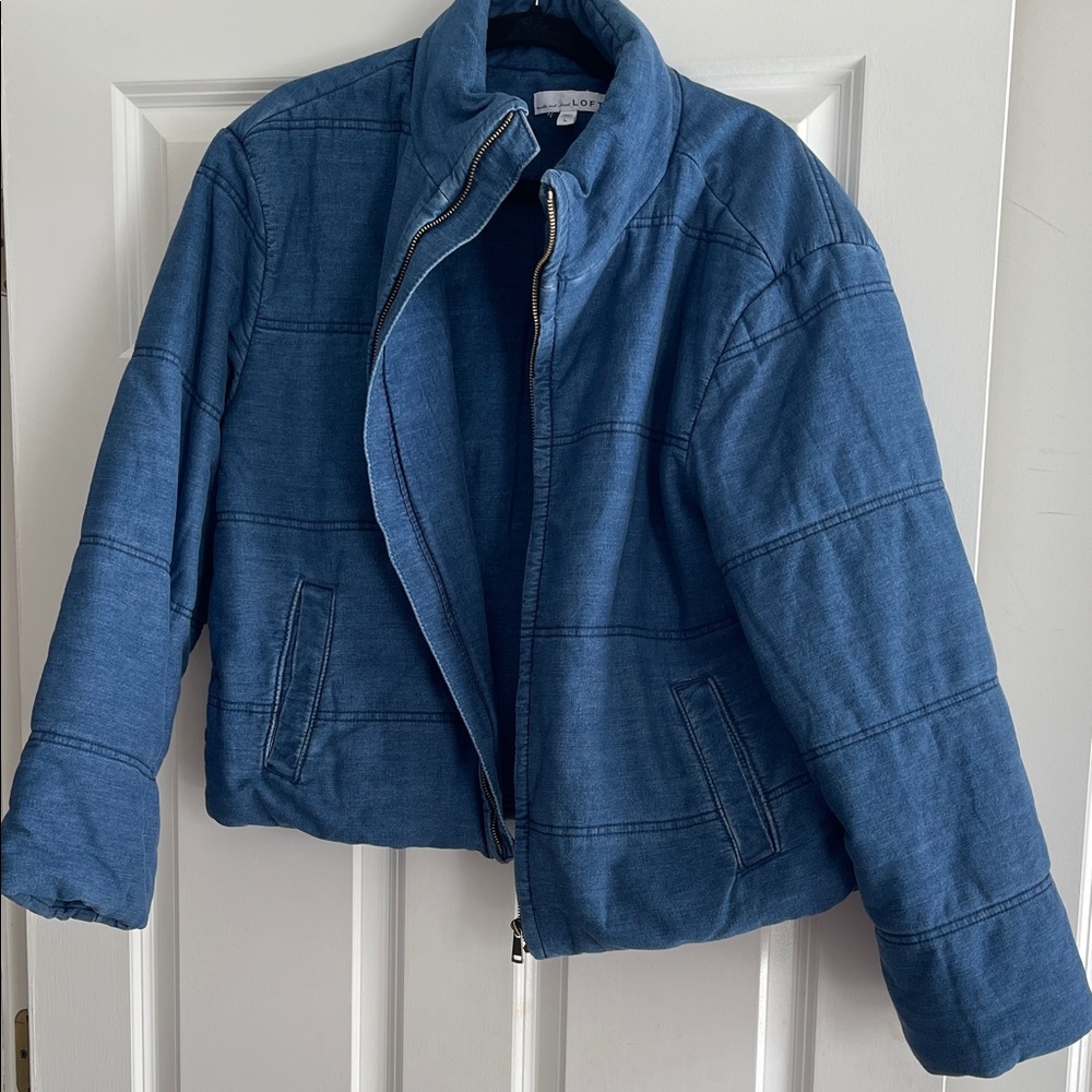 LOFT Denim Blue Puffer Jacket